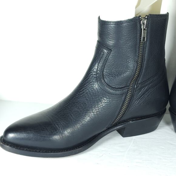Frye Women's Ray Seam US8B Black Leather InSide Zip Ankle Booties Boots - Picture 7 of 16
